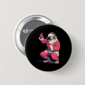 Badge Rond 5 Cm Cool Santa Moves With Vr Headset For Gaming Christ (Devant & derrière)