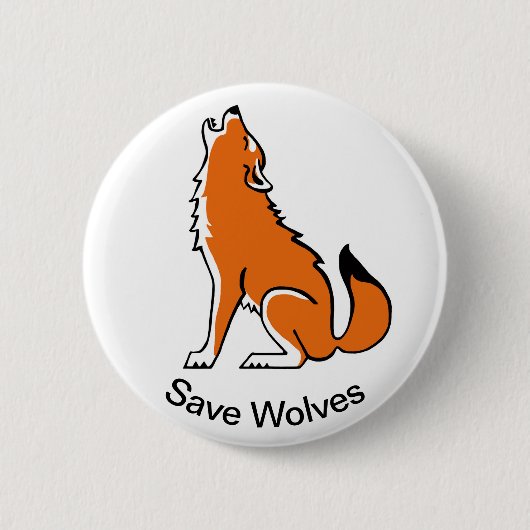 Badge Rond 5 Cm Cool Save WOLVES - Graphique animal en danger - (Devant)