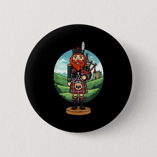 Badge Rond 5 Cm Cool Scottish Nutcracker Bagpes  (Devant)
