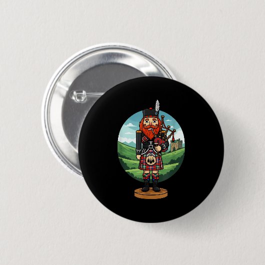 Badge Rond 5 Cm Cool Scottish Nutcracker Bagpes  (Devant & derrière)