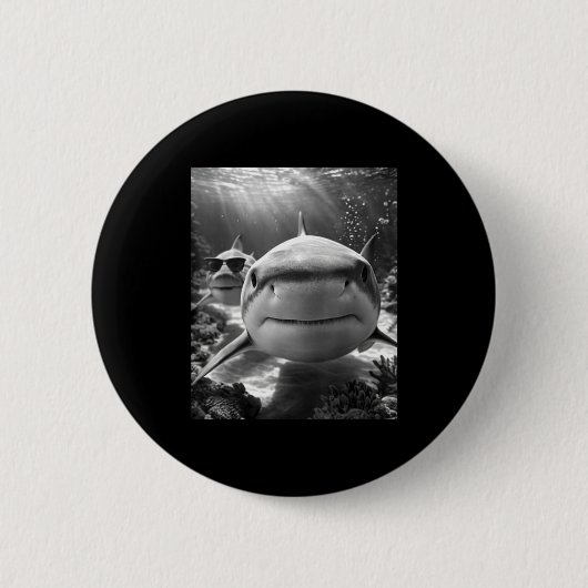Badge Rond 5 Cm Cool Shark Animal Selfie  (Devant)