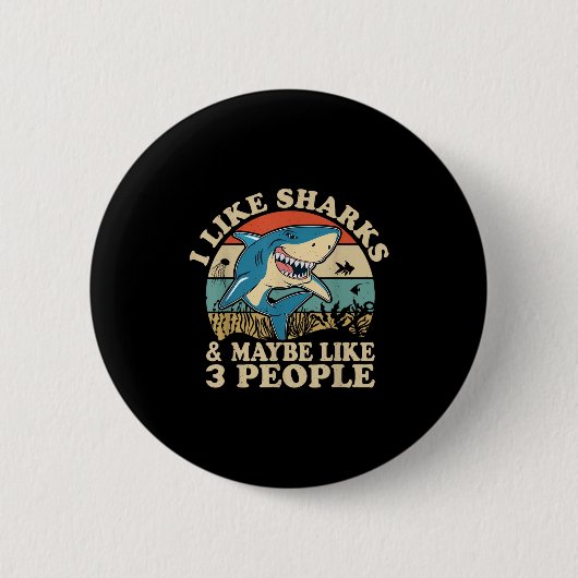 Badge Rond 5 Cm Cool Shark Art Hommes Femmes Grand Blanc Hammerhea (Devant)