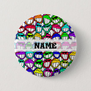 Badge Rond 5 Cm COOL SOURIRE FACES GROUPE + votre texte