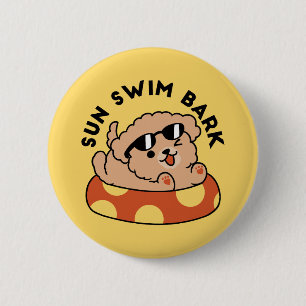 Badge Rond 5 Cm Cool Summer Chien Flottant - Jolie Puppy Pool Part