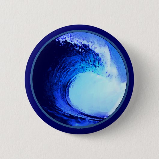 Badge Rond 5 Cm cool surf style blue wave (Devant)