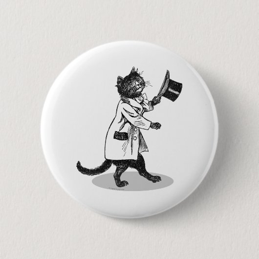 Badge Rond 5 Cm Cool Top Hat Chat (Devant)