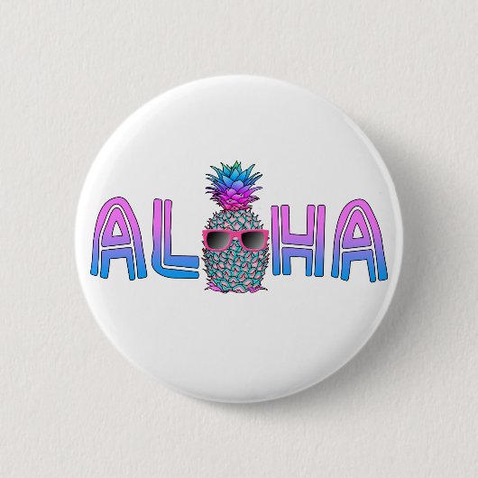 Badge Rond 5 Cm Cool tropical Aloha Pineapple (Devant)