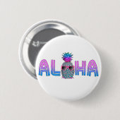 Badge Rond 5 Cm Cool tropical Aloha Pineapple (Devant & derrière)