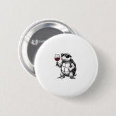 Badge Rond 5 Cm cool turtle drinking red wine art print_1 (2) (Devant & derrière)