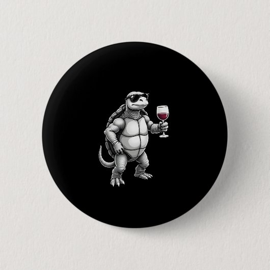 Badge Rond 5 Cm cool turtle drinking red wine art print_1 (3) (Devant)