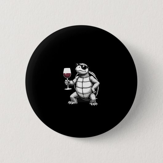 Badge Rond 5 Cm cool turtle drinking red wine art print_1 (4) (Devant)