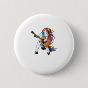 Badge Rond 5 Cm Cool Unicorne Jouer de la guitare _ Funny Animal G