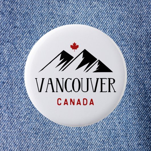 Badge Rond 5 Cm Cool Vancouver Canada Mountains Maple Leaf