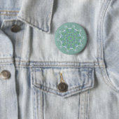 Badge Rond 5 Cm Cool vert motif floral (En situation)