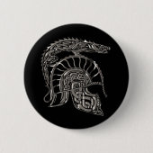 Badge Rond 5 Cm Cool Warrior Metallic Dragon Helmet (Devant)