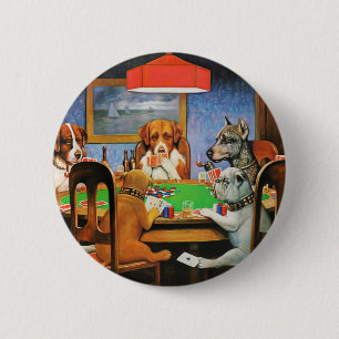 Badge Rond 5 Cm Coolidge Classique Vintage Jeu de Poker Chien Art