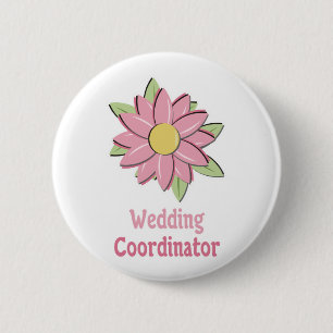 Badge Rond 5 Cm Coordonnateur rose de mariage de fleur