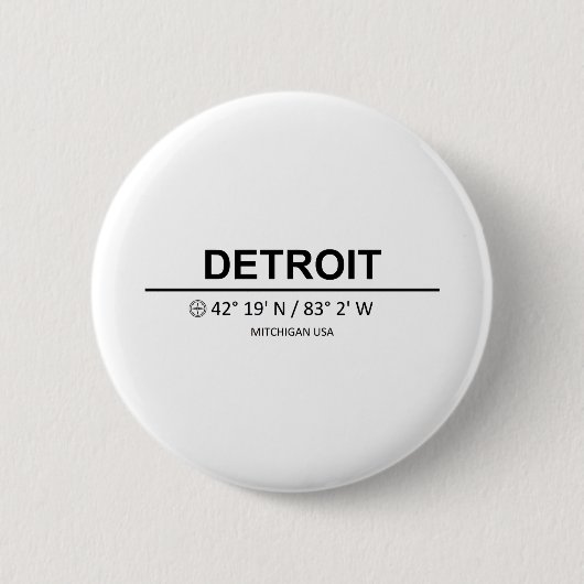 Badge Rond 5 Cm Coordonnées Détroit - Coordonnées Détroit (Devant)