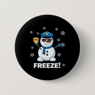 Badge Rond 5 Cm Cop Snowman congeler Noël fêtes Noël