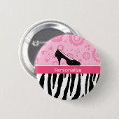 Badge Rond 5 Cm Copie à la mode de zèbre de chaussures roses (Devant & derrière)