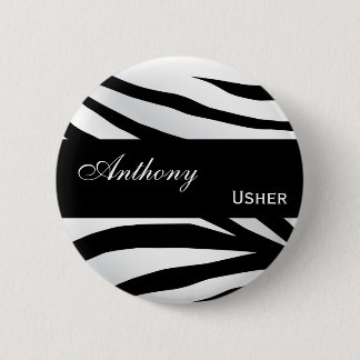 Badge Rond 5 Cm Copie blanche de tigre de mariage de noir fait sur