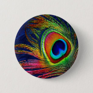 Badge Rond 5 Cm Copie colorée de plume de paon