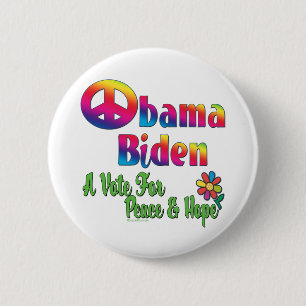Badge Rond 5 Cm Copie de l'espoir 2008 de paix d'Obama Biden