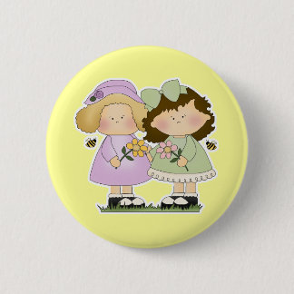Badge Rond 5 Cm Copines Fleurs Filles