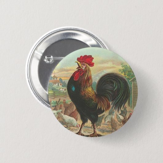 Badge Rond 5 Cm Coq (Devant & derrière)