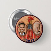 Badge Rond 5 Cm Coq 2012 d'Obama Biden (Devant & derrière)