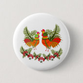 Badge Rond 5 Cm Coq avec poule (Devant)