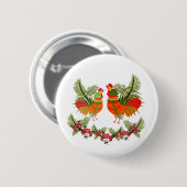 Badge Rond 5 Cm Coq avec poule (Devant & derrière)