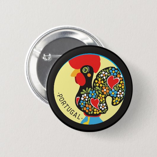 Badge Rond 5 Cm Coq célèbre de Barcelos Nr 06 (Devant & derrière)