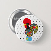 Badge Rond 5 Cm Coq célèbre de Barcelos Nr 06 - pois (Devant & derrière)