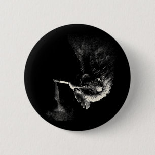 Badge Rond 5 Cm Coq Cool Fumant Une Cigarette Graphique D'art _1