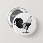 Badge Rond 5 Cm Coq de combat gris à ailes de canard (Devant & derrière)