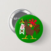 Badge Rond 5 Cm Coq de Noël (Devant & derrière)