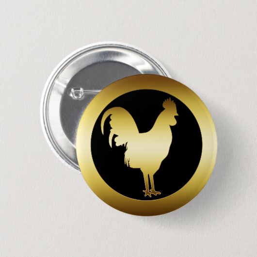 BADGE ROND 5 CM COQ D'OR (Devant & derrière)