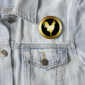 BADGE ROND 5 CM COQ D'OR (En situation)