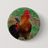 Badge Rond 5 Cm Coq et haricot noir (Devant)