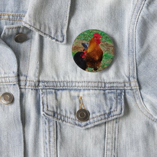 Badge Rond 5 Cm Coq et haricot noir (En situation)