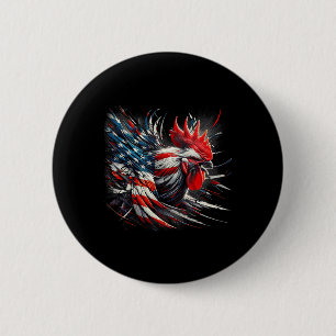 Badge Rond 5 Cm Coq Poulet Drapeau Américain Animal 4 Juillet