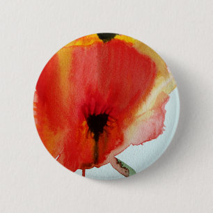 Badge Rond 5 Cm Coquelicots aquarelle moderne art floral
