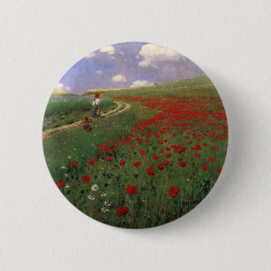 Badge Rond 5 Cm Coquelicots dans le champ SZINYEI MERSE, Pál fleur