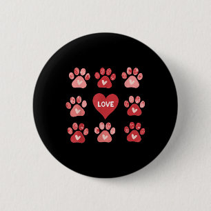 Badge Rond 5 Cm Coquette Bow Chien Empreinte de patte Coeur Valent