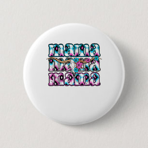Badge Rond 5 Cm Coquette Bow Mama Cowgirl Turquoise Wester