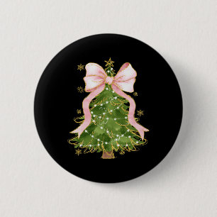 Badge Rond 5 Cm Coquette Bow Noël Arbre Noël Noël Noël Fille de va