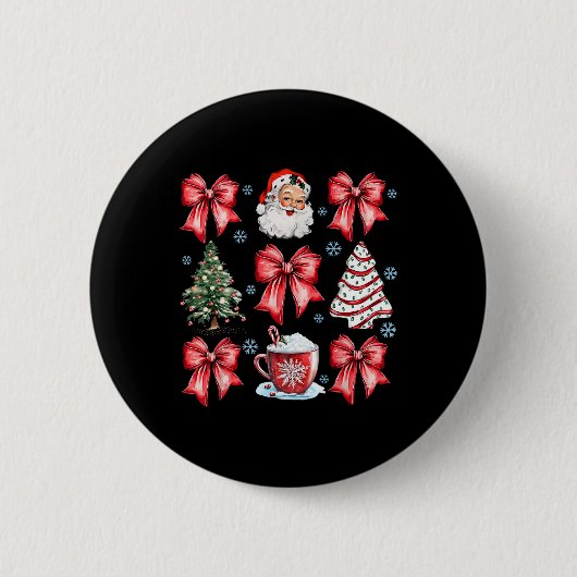 Badge Rond 5 Cm Coquette Bow Père Noël Christmas Tree Cake Sucre d (Devant)