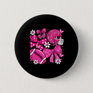 Badge Rond 5 Cm Coquette Bow Pink Out Football Team Cancer du sein