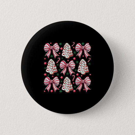 Badge Rond 5 Cm Coquette Bow Tree Cake Candy Cane Merry Christmas (Devant)